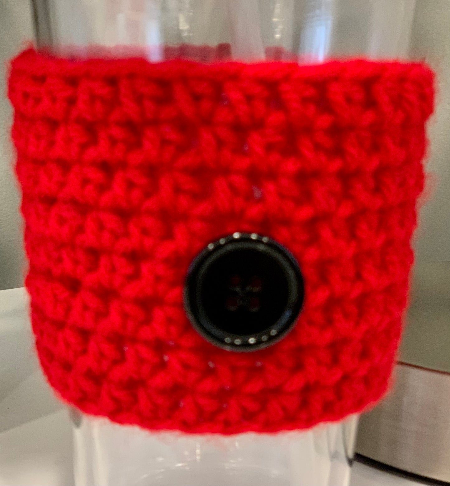 Red Cup Cozy with black Button