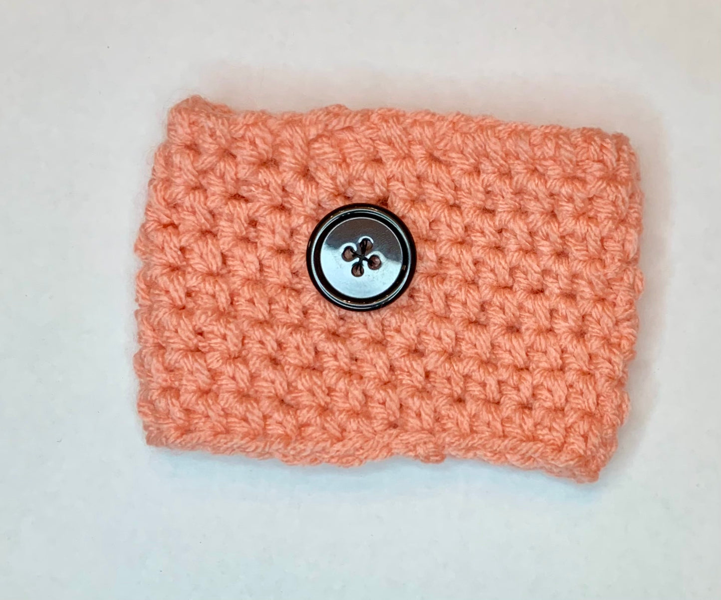 Pink (Peach) cup cozy with black button